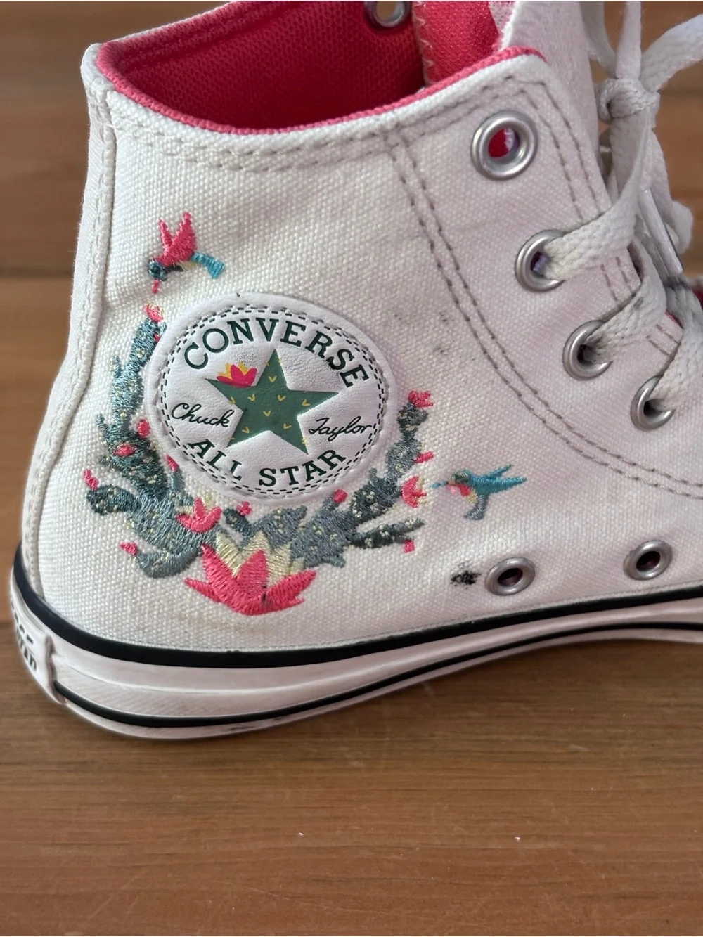Converse Chuck Taylor High-Top Sneakers with Succulent Embroidery Kids Size 2